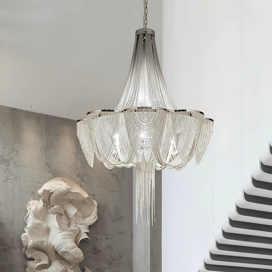 Silver Chain Tassel Chandelier