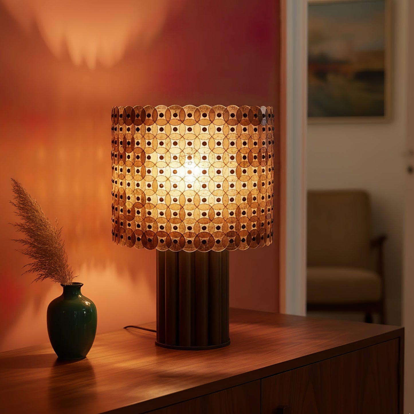 Mica Disc Lattice Table Lamp