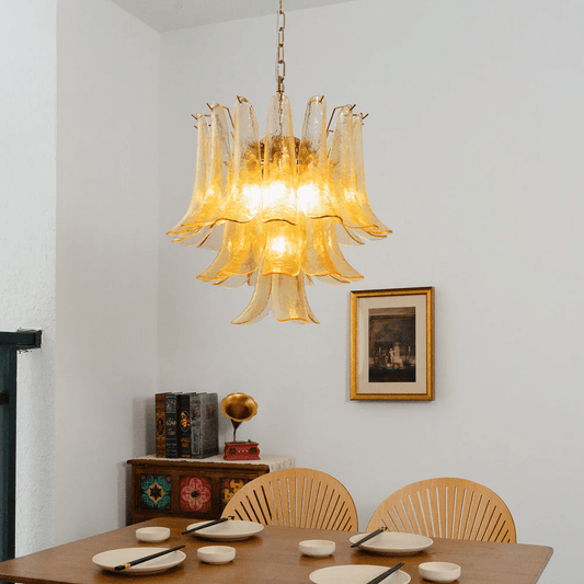 Amber Cascade Glass Chandelier