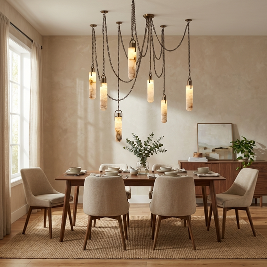 Cylindrical Cluster Alabaster Chandelier