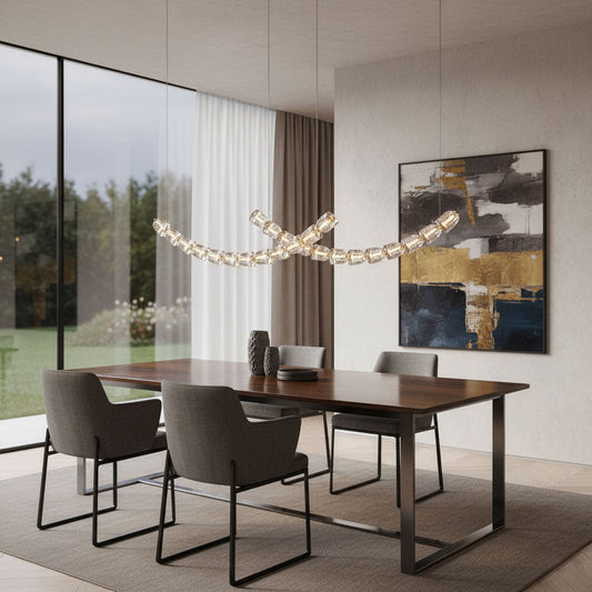 The Gabriel Curved LED Chandelier | Custom Size & Made-to-Order Lighting for Luxury Homes & Commercial Spaces