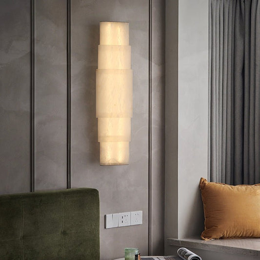 Tiered Alabaster Column Sconce