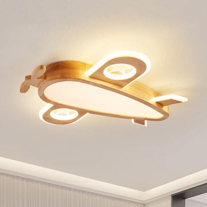 Wood Airplane Ceiling Lamp