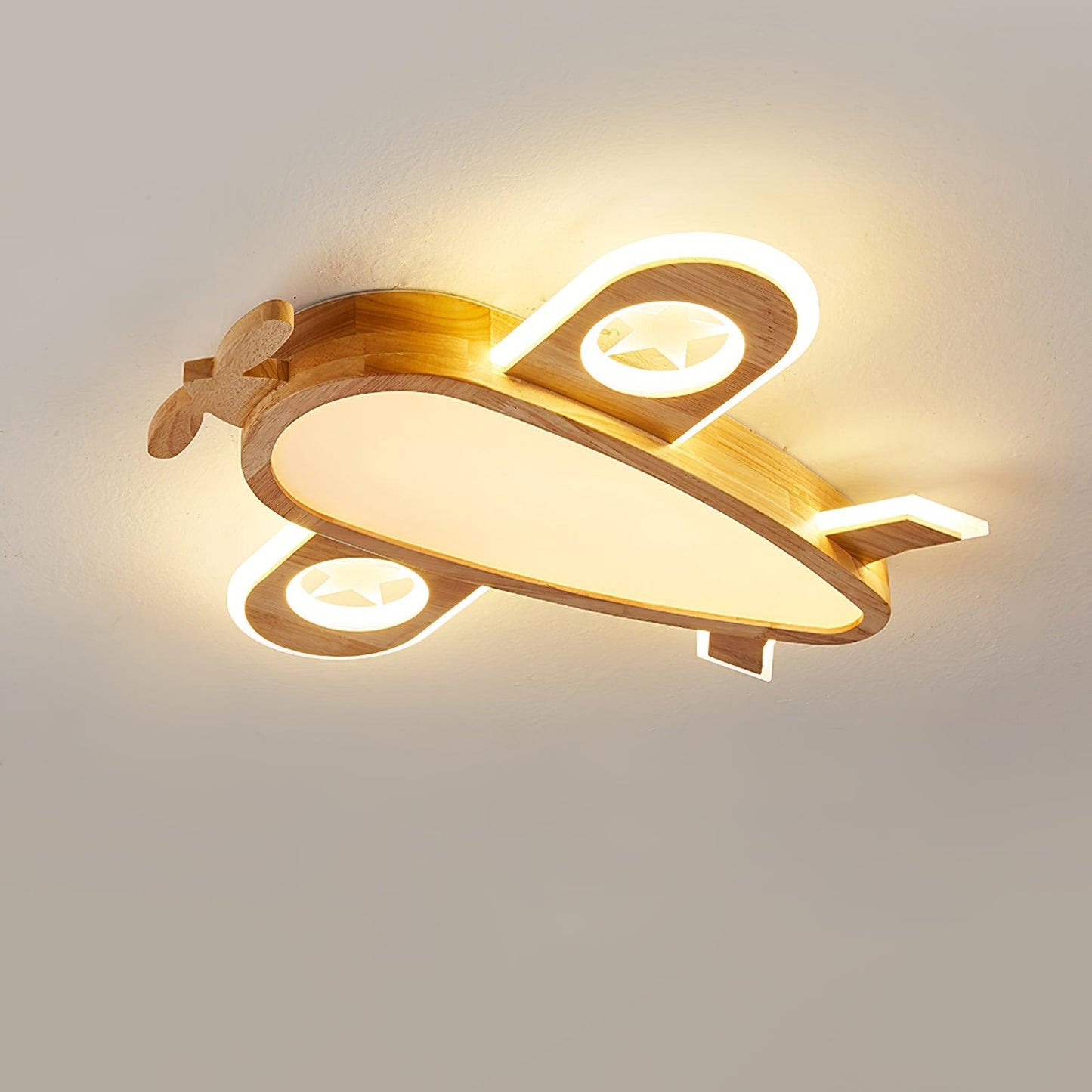 Wood Airplane Ceiling Lamp