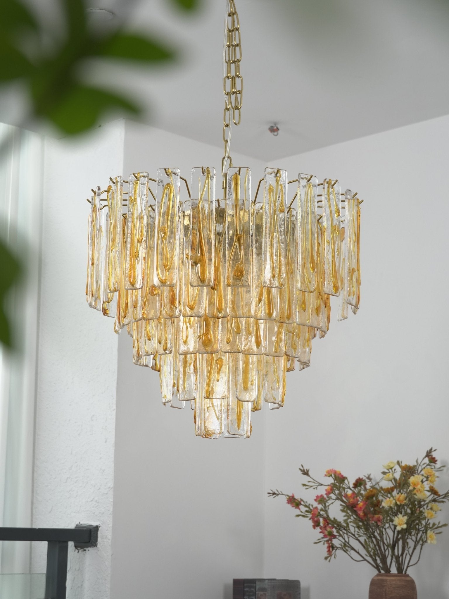 Golden Amber Murano Glass Chandelier