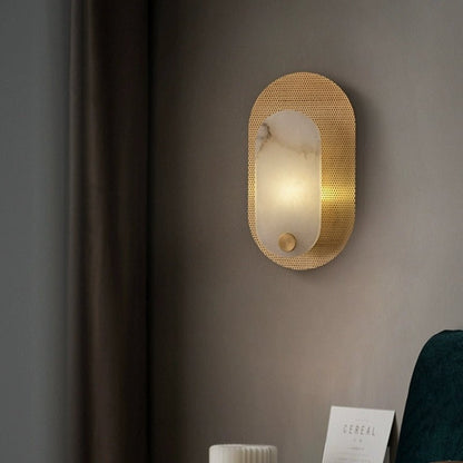 Perforated Oval Alabaster Wall Sconce
