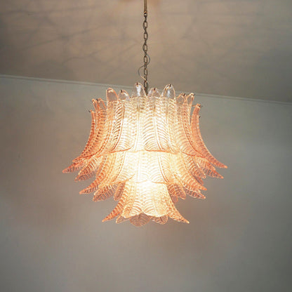 Murano Pink Glass Leaf Chandelier