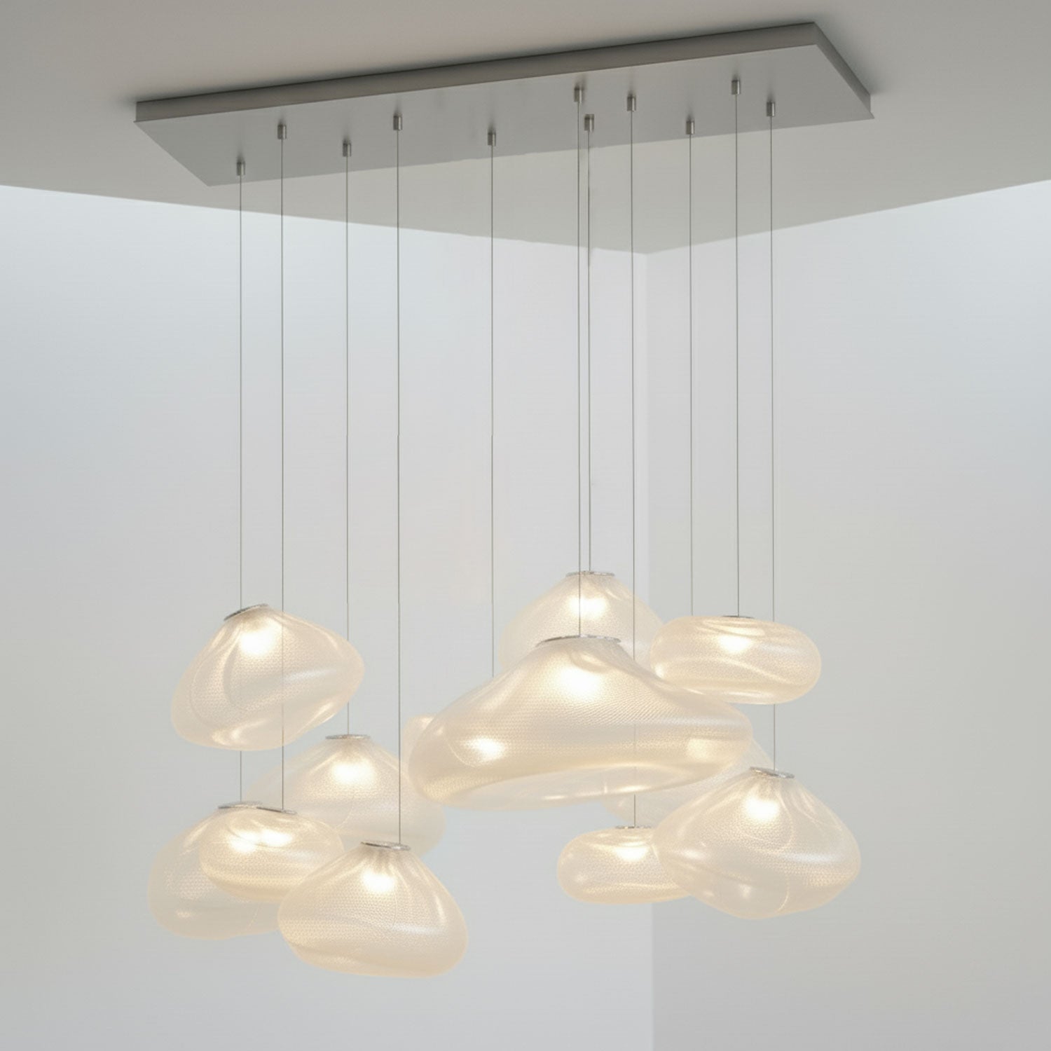 Blown Glass Mesh Pendant Light
