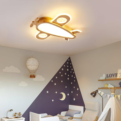 Wood Airplane Ceiling Lamp