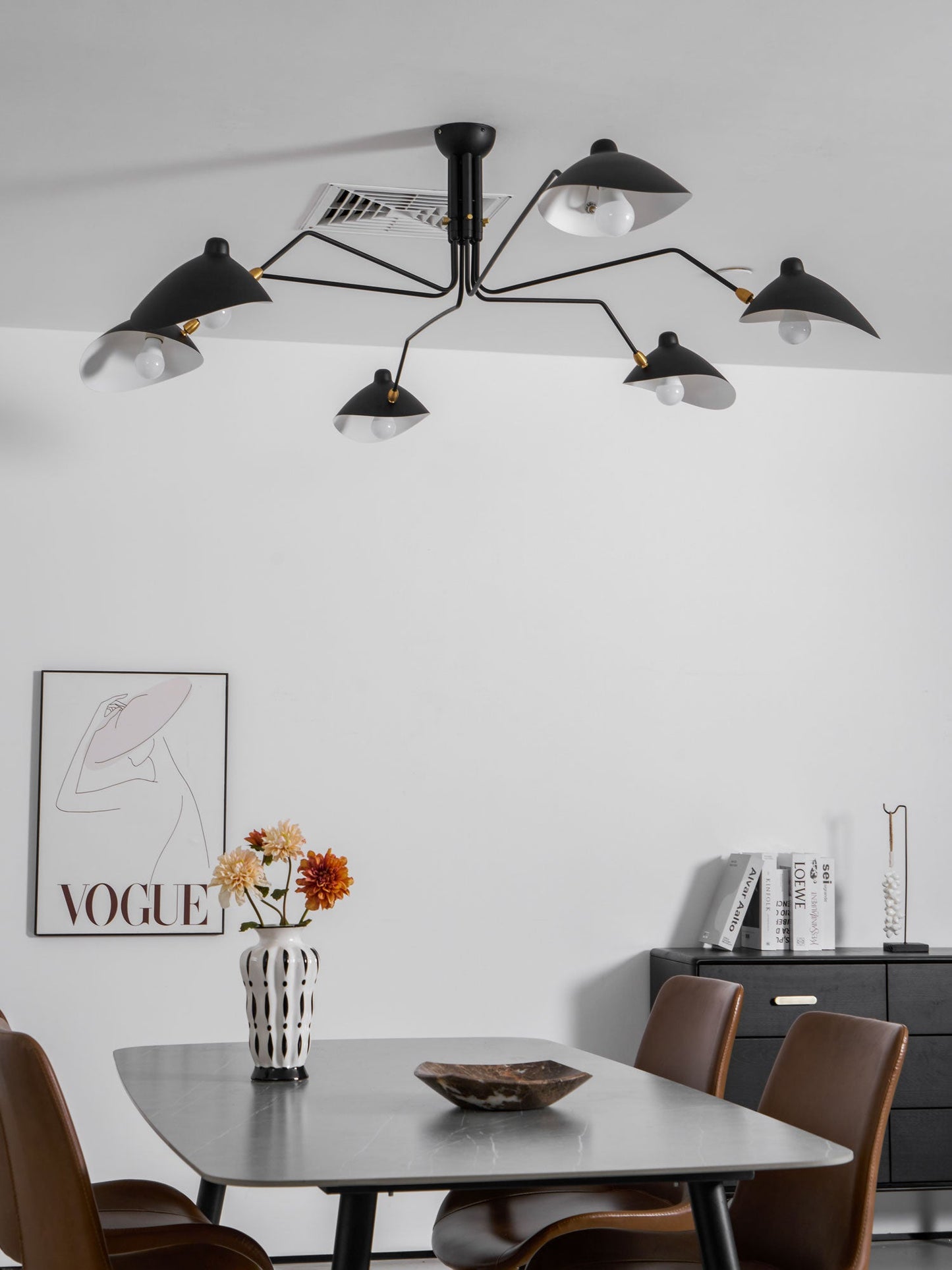 Horizontal Serge Mouille Ceiling Lamp A