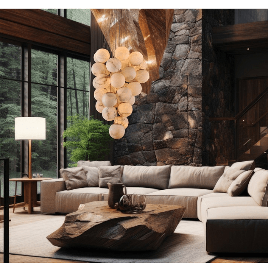 Cluster Alabaster Globe Chandelier