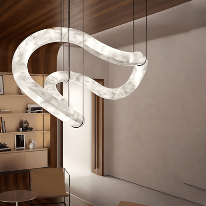 Ethereal Wave Alabaster Chandelier