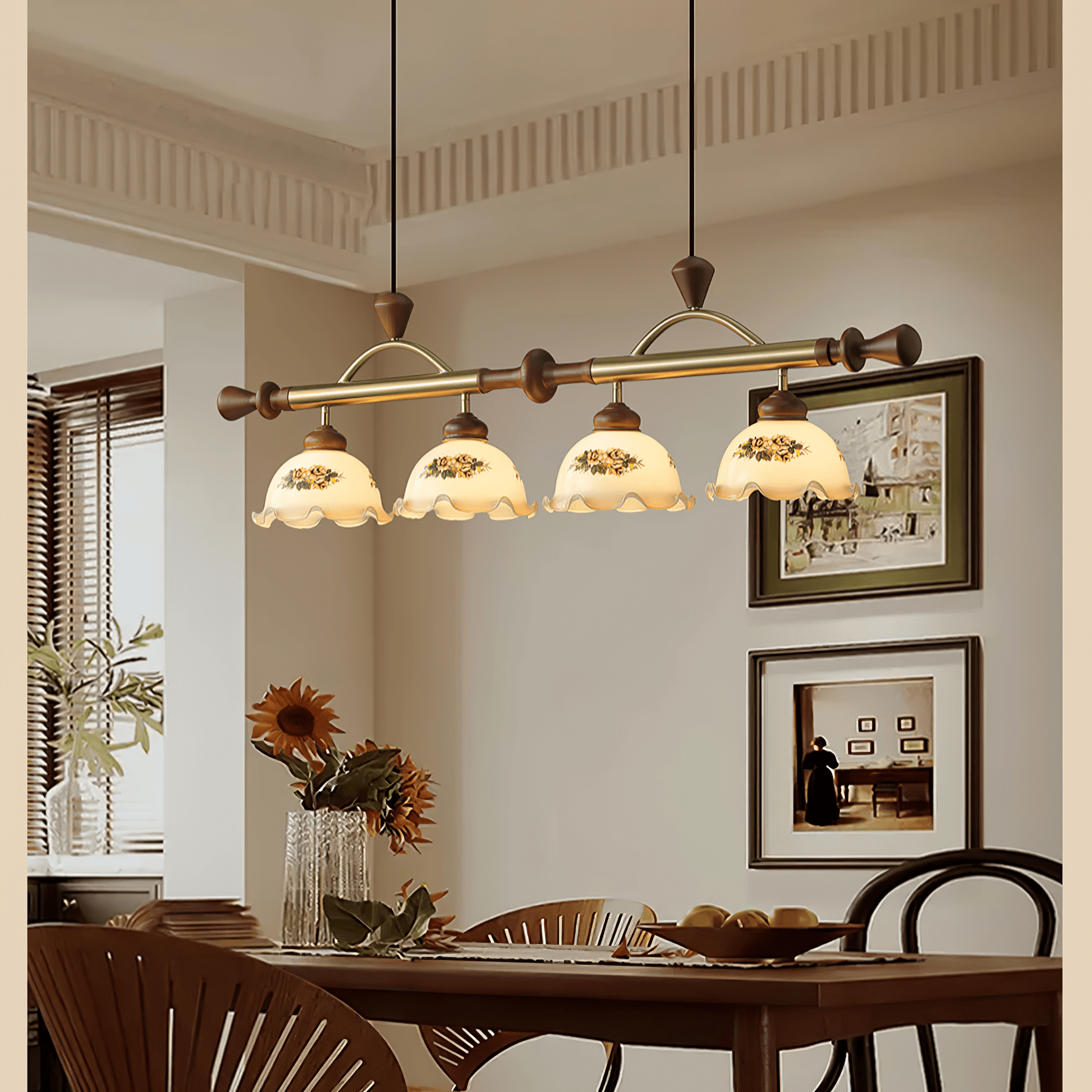Floral Patterned Multi Pendant Light