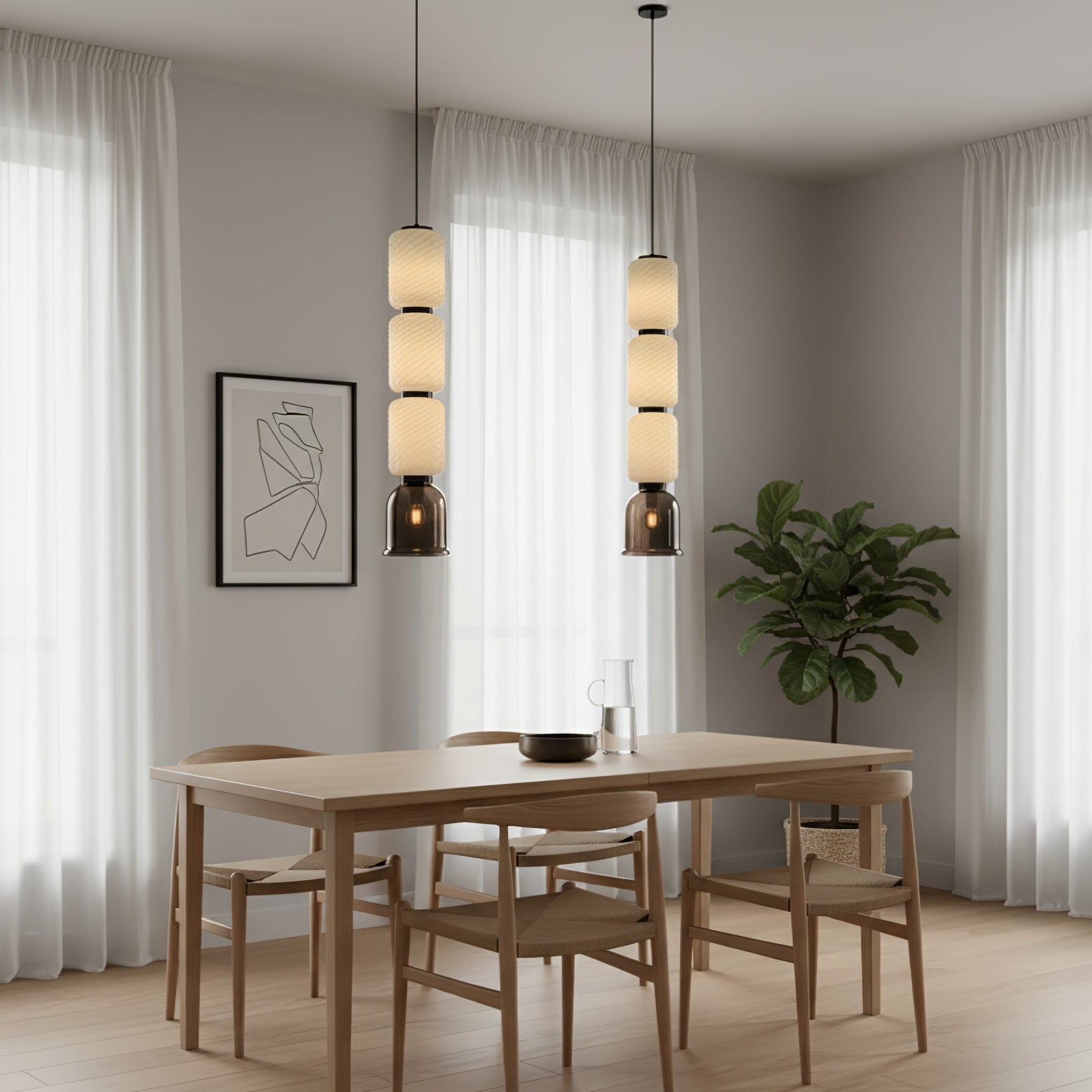 Textured Layered Glass Pendant Light