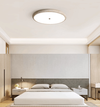 Textured Travertine Disk Ceiling Light