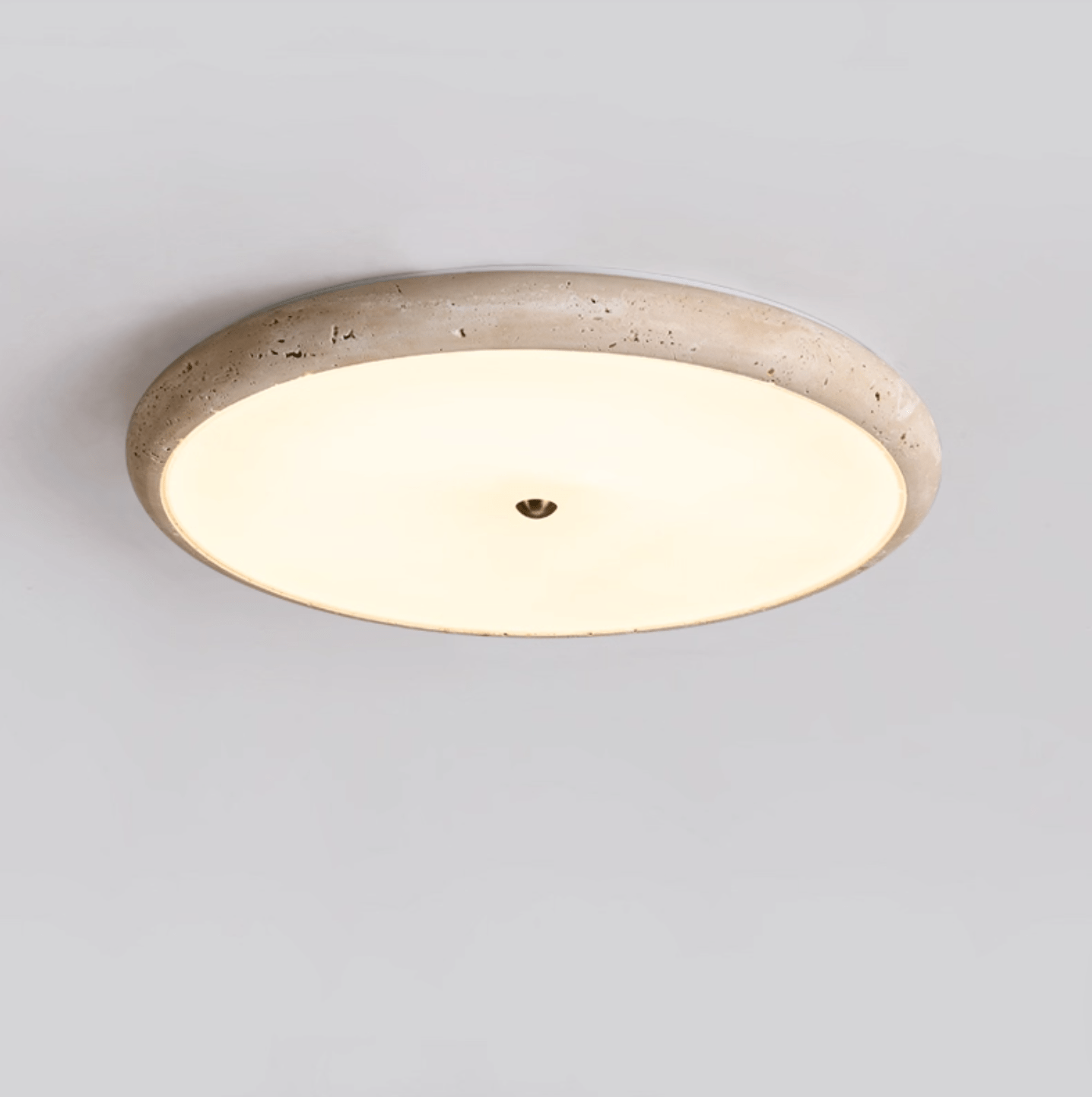 Textured Travertine Disk Ceiling Light