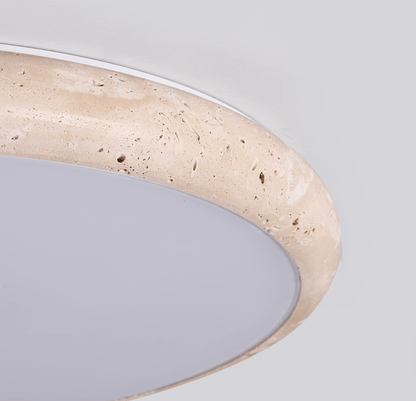 Textured Travertine Disk Ceiling Light