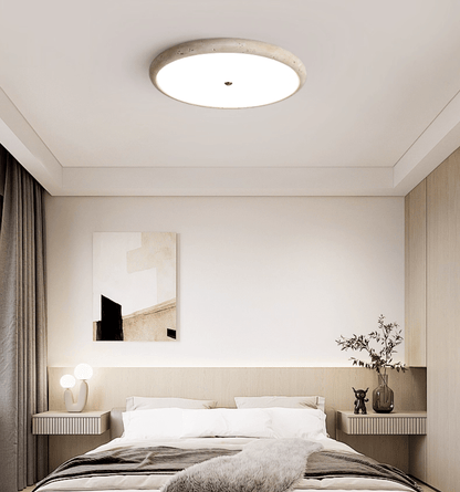 Textured Travertine Disk Ceiling Light