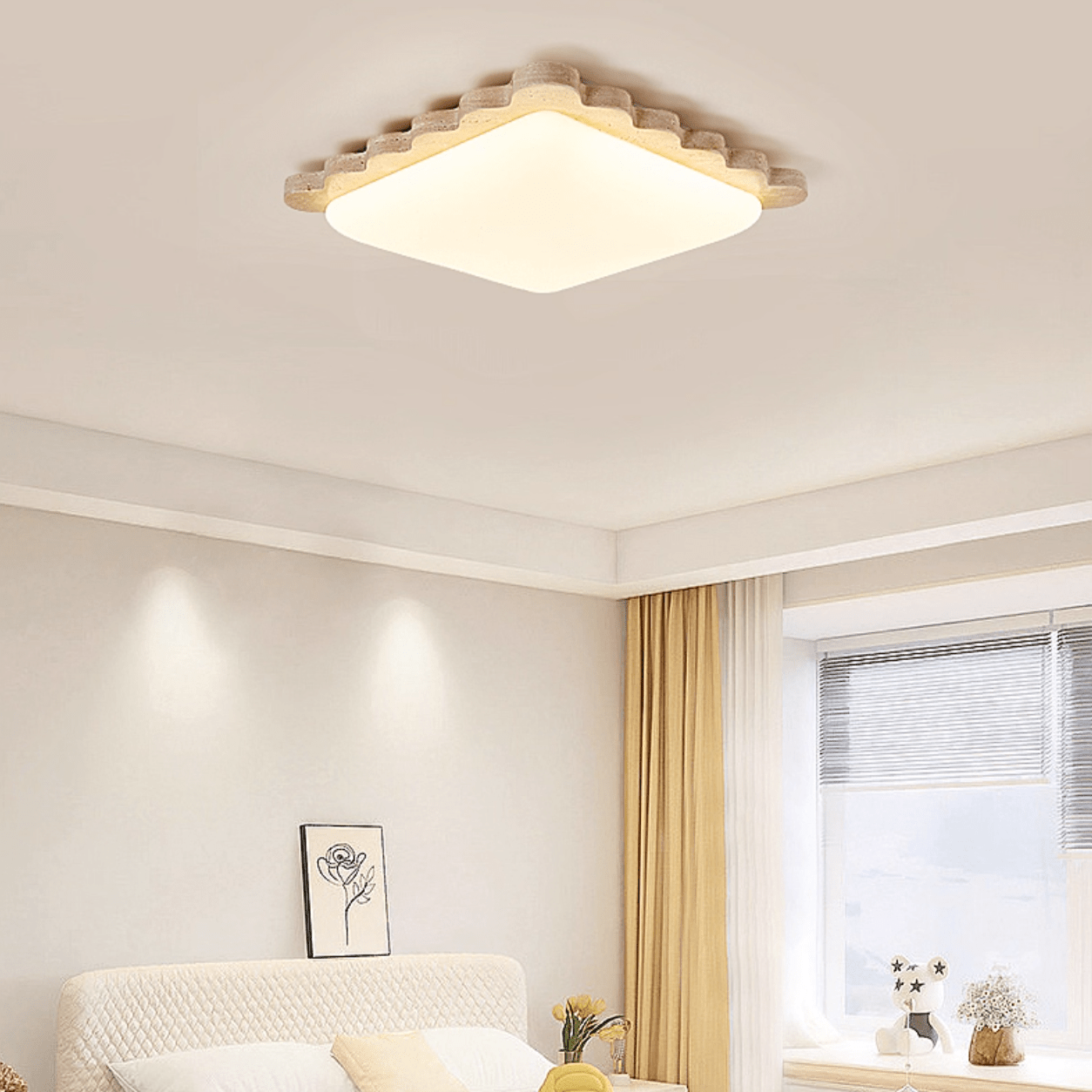 Travertine Scallop Edge Ceiling Light