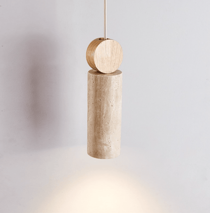 Travertine Cylinder Disc Pendant Light