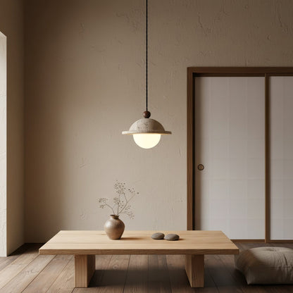 Travertine Saucer Pendant Light