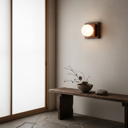 Wood Layered Globe Wall Sconce