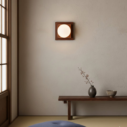 Wood Layered Globe Wall Sconce