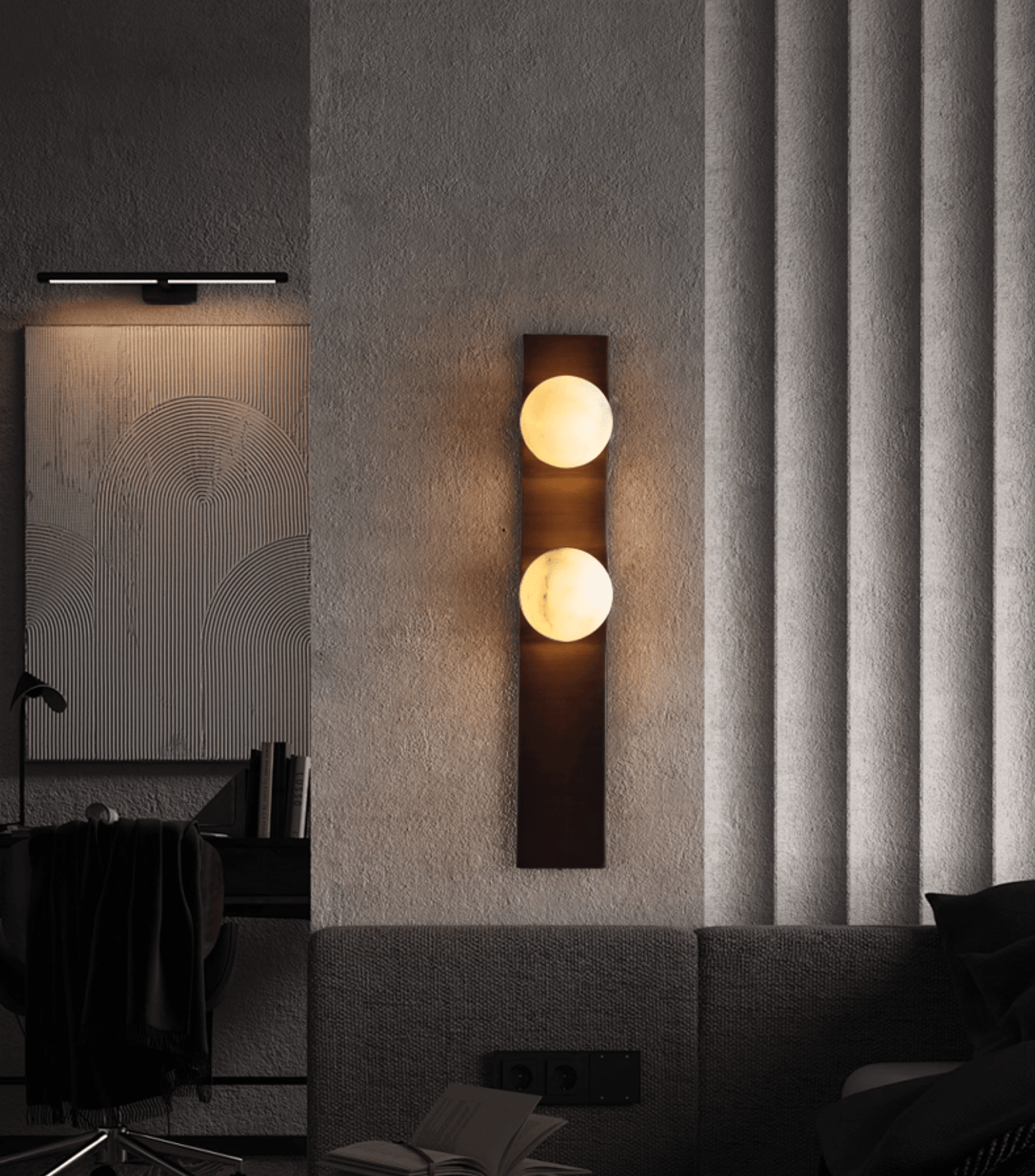 Geo Lumen Bar Alabaster Wall Sconce