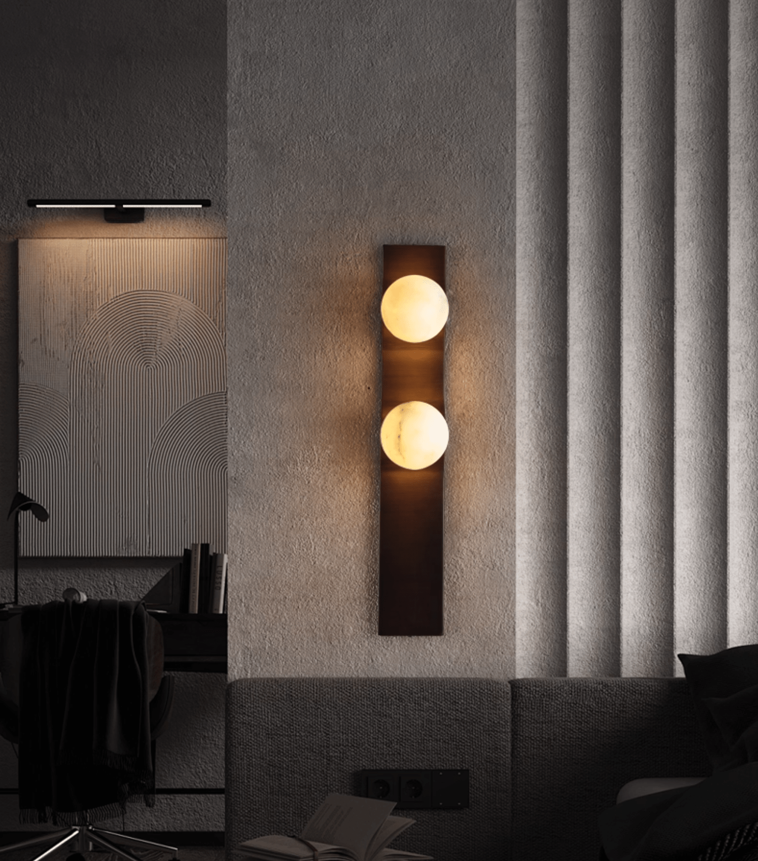 Geo Lumen Bar Alabaster Wall Sconce