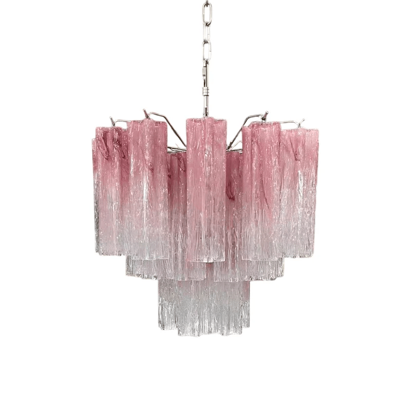 Pink Glass Tubes Chandelier