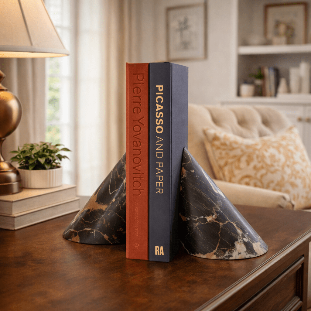 Sculpted Marble Bookends