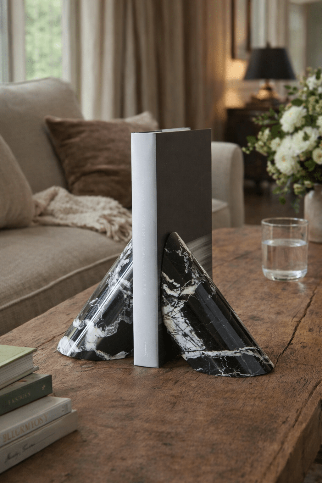 Sculpted Marble Bookends