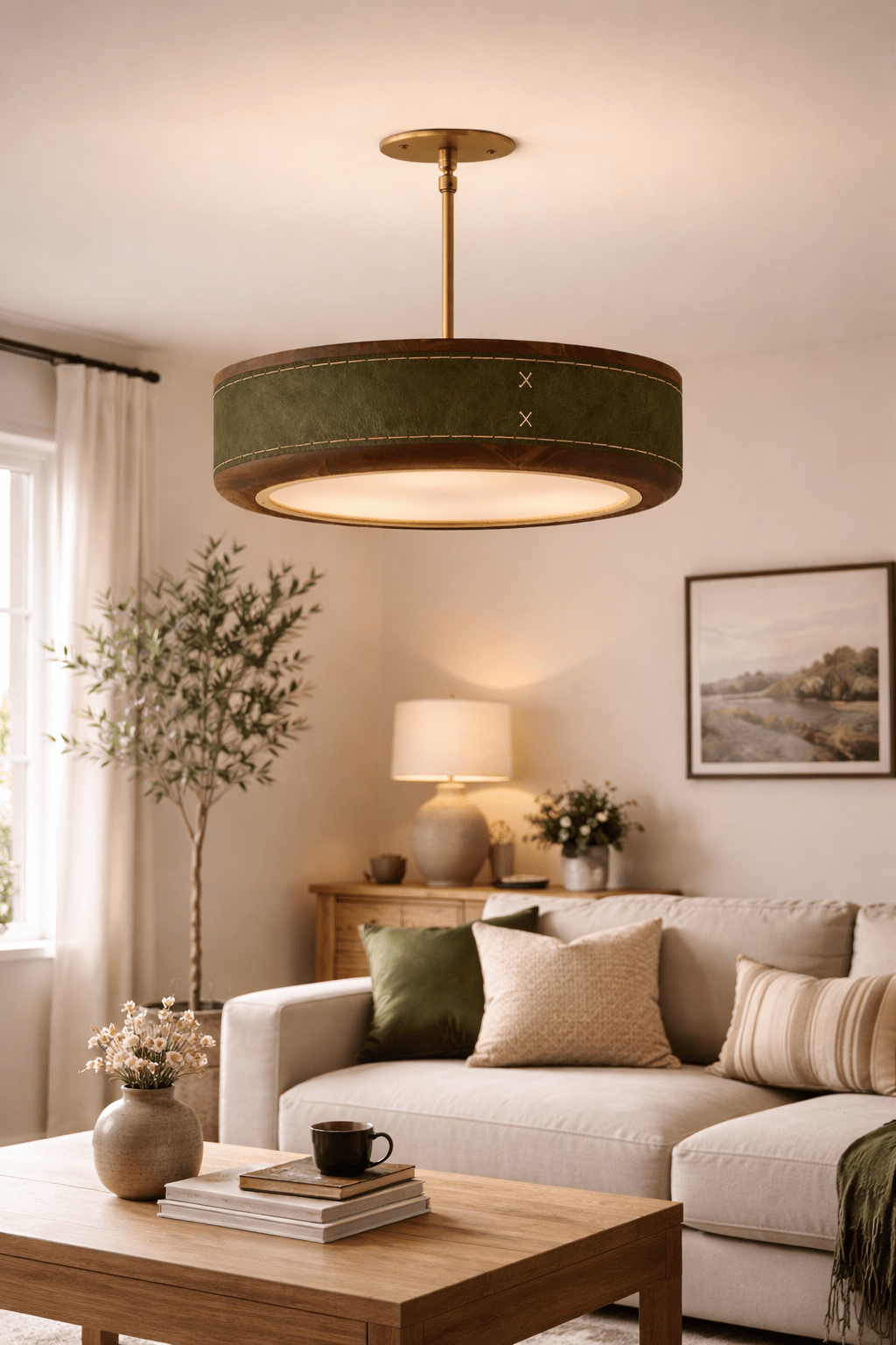 Crafted Leather Ceiling Light
