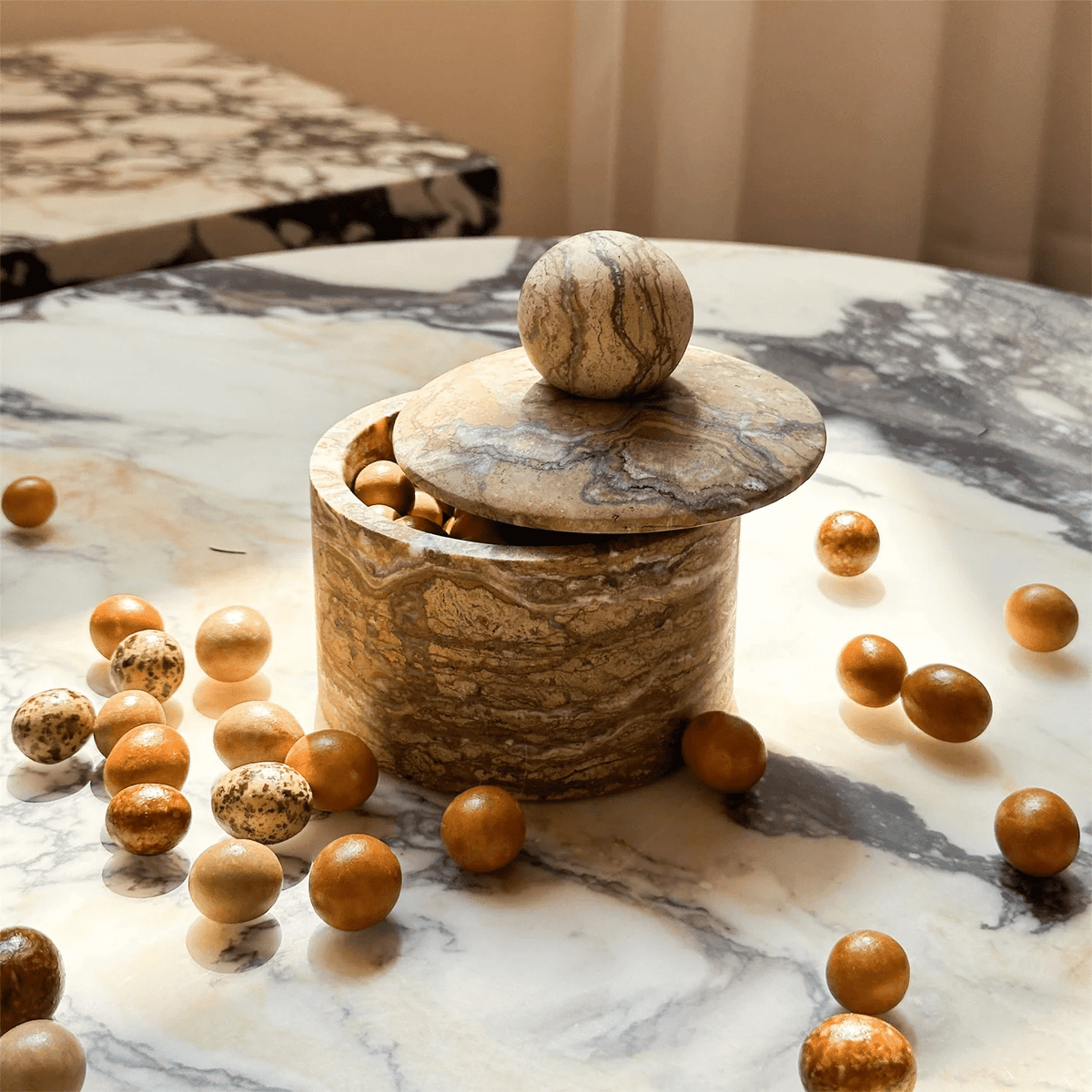 Strata Sphere Stone Storage Box