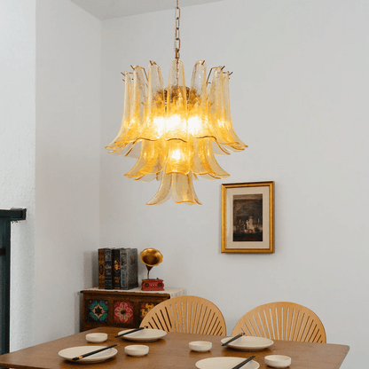 Amber Cascade Glass Chandelier