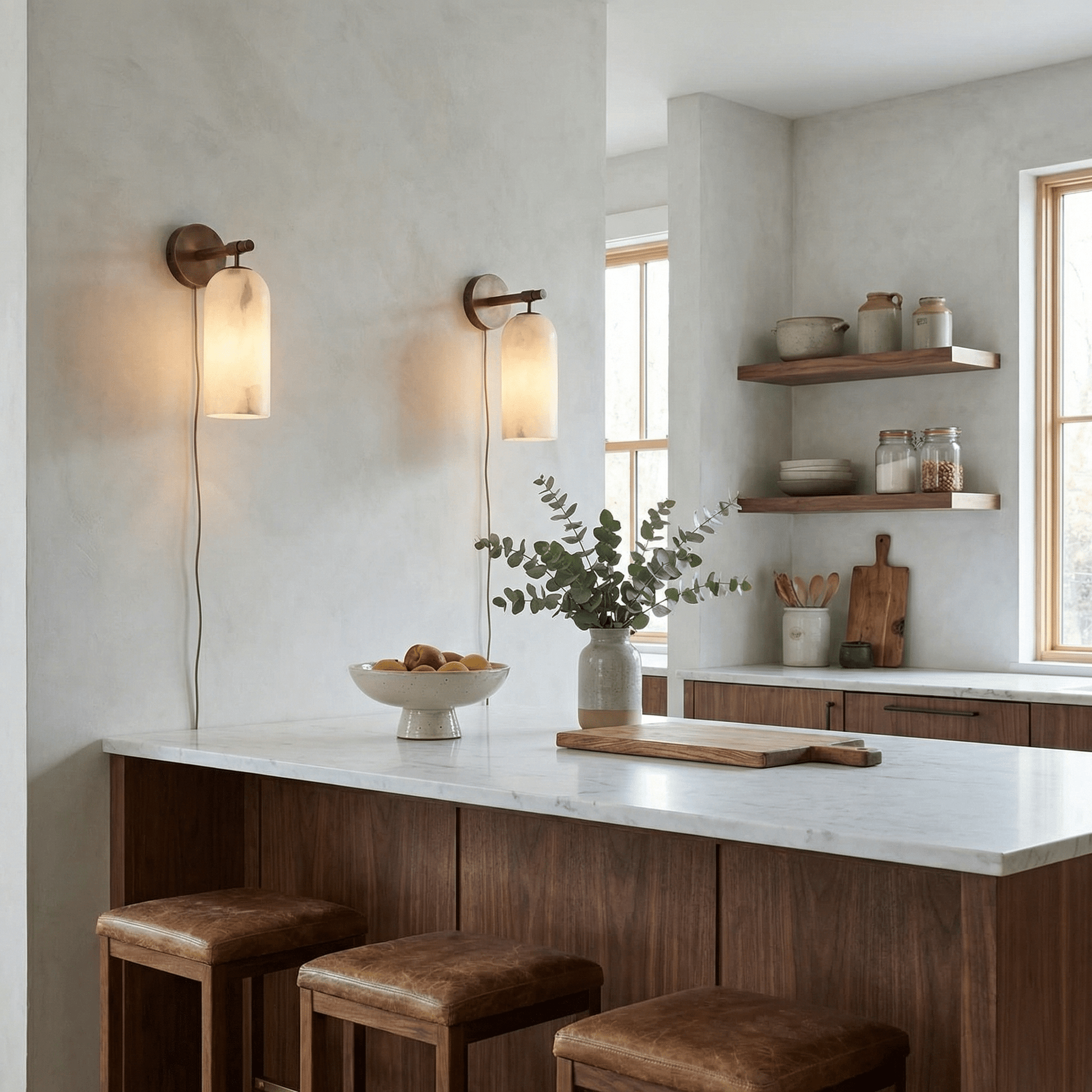 Pillar Alabaster Plug-in Wall Sconce