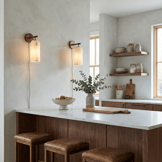 Pillar Alabaster Plug-in Wall Sconce
