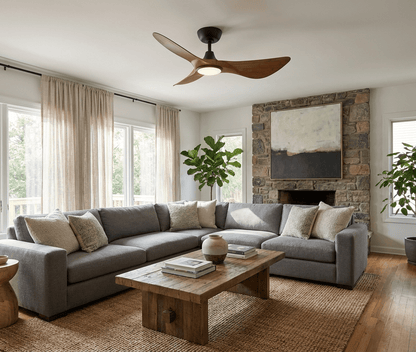 Volant Sculpted Wood Ceiling Fan Light