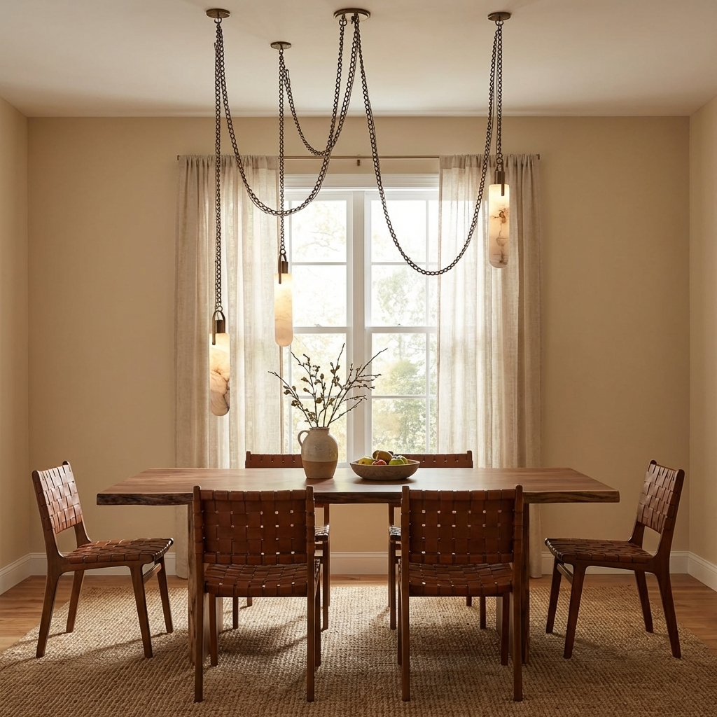 Cylindrical Cluster Alabaster Chandelier