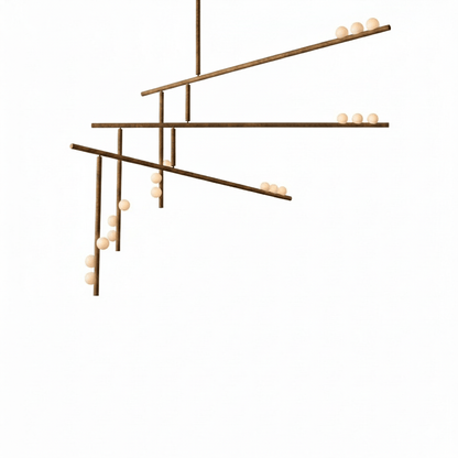 Brass Glass Drop Chandelier