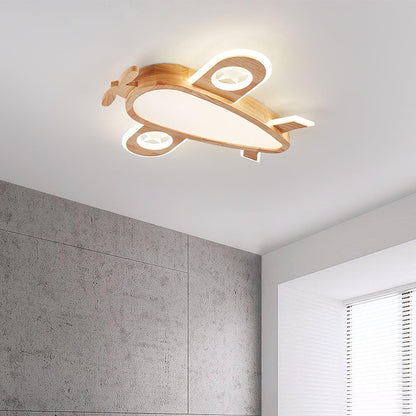 Wood Airplane Ceiling Lamp