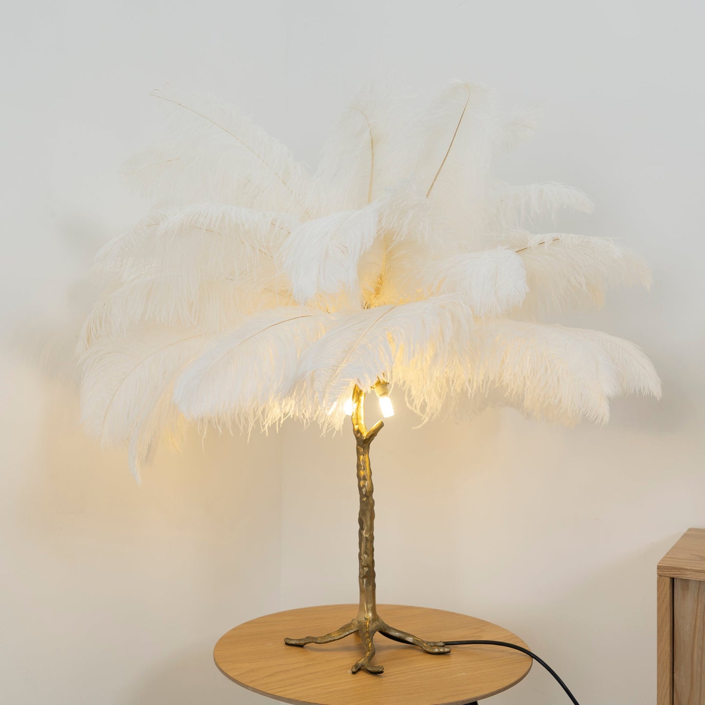 Ostrich Feather Table Lamp