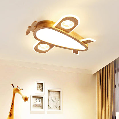 Wood Airplane Ceiling Lamp