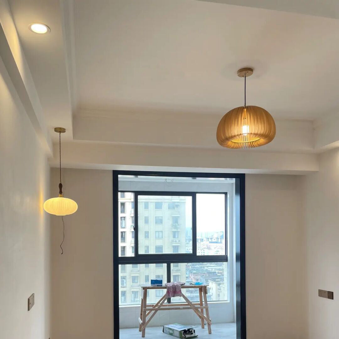 Wooden Pumpkin Pendant Lamp