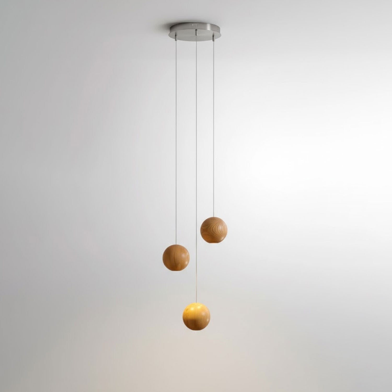 Wooden Orb Sphere Cluster Pendant Light