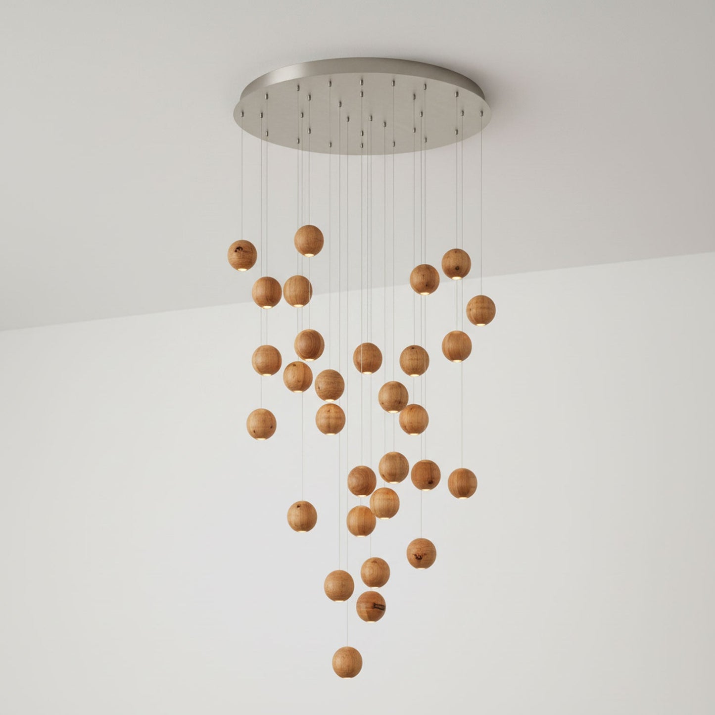 Wooden Orb Sphere Cluster Pendant Light