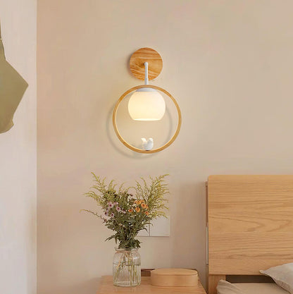 Wood Bird Wall Lamp