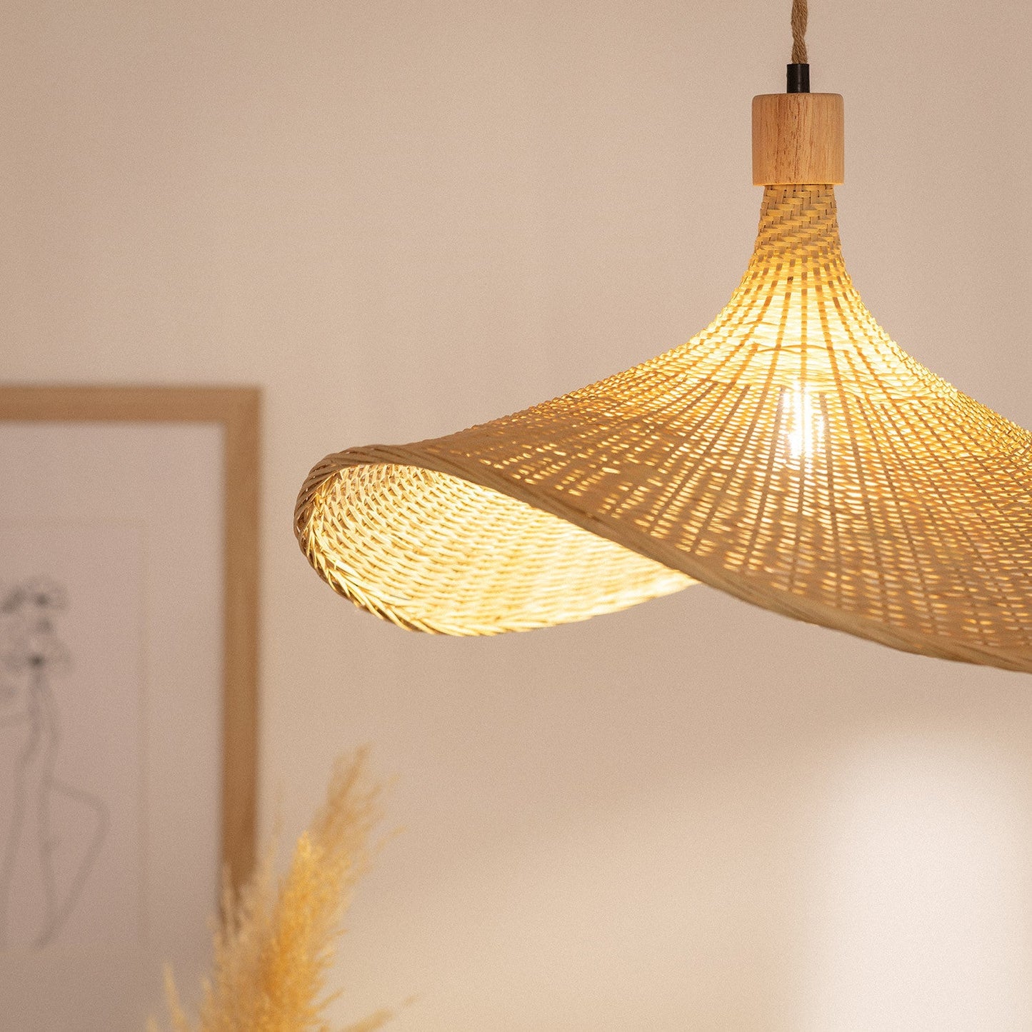 Straw hat Pendant Light
