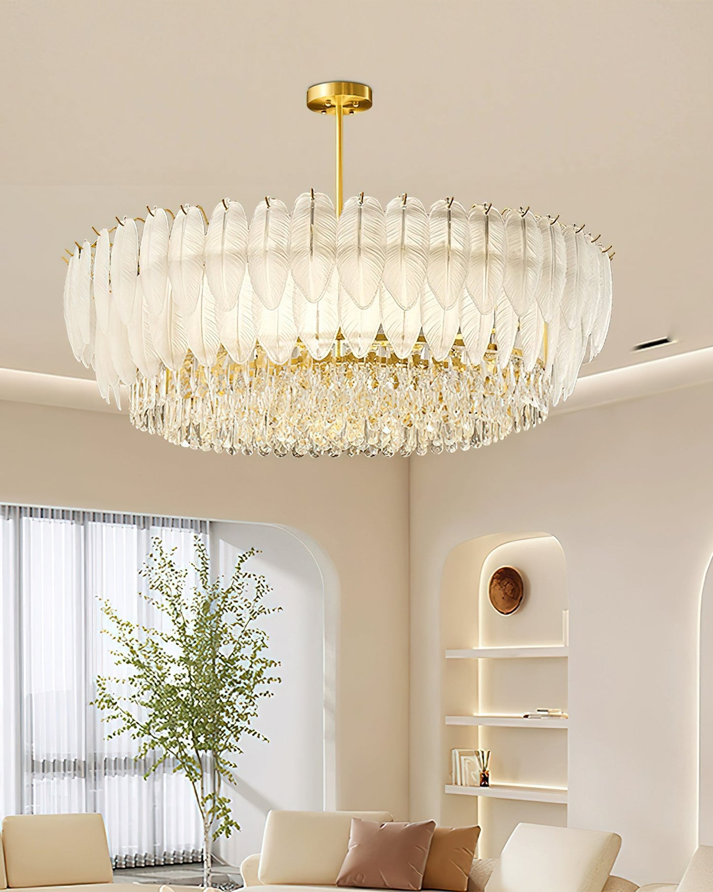 Greta Feather Crystal Chandelier