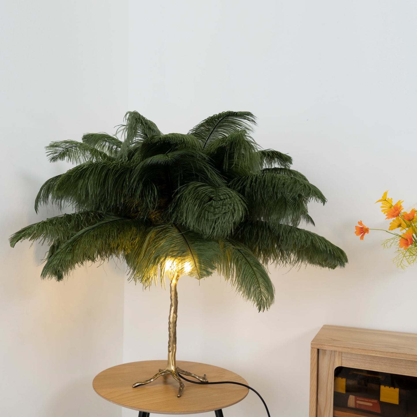 Ostrich Feather Table Lamp